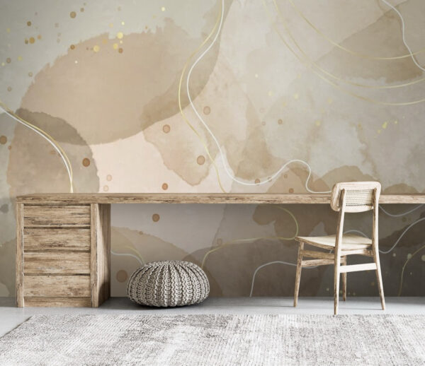 Abstraktes Aquarellmuster in Beige und Gelb Fototapeten Abstraktes Aquarellmuster in Beige und Gelb
