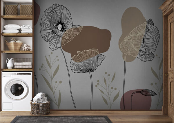 Fototapeten Zeichnung von Blumen und Pflanzen