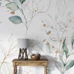 Fototapeten Botanisches Aquarell-Blatt-Muster