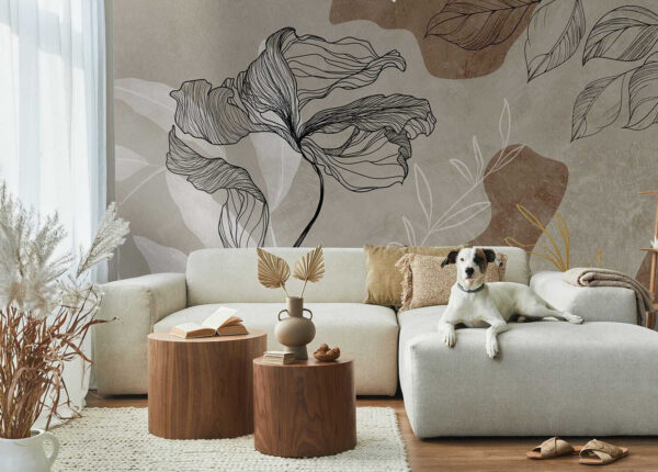Elegantes florales Liniendesign Fototapeten Elegantes florales Liniendesign