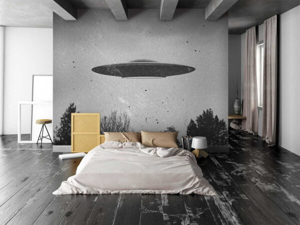 Ufo fliegt über Bäume Fototapeten Ufo fliegt über Bäume