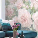 Fototapeten Gruppe von rosa Rosen
