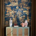 Fototapeten Verschlungene Muster auf tiefblauer Leinwand
