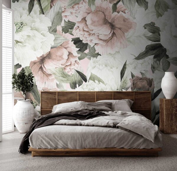 Florale Eleganz mit Pastelltönen Fototapeten Florale Eleganz mit Pastelltönen