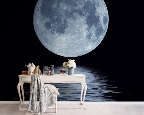 Vollmond über dem Wasser Fototapeten Vollmond über dem Wasser