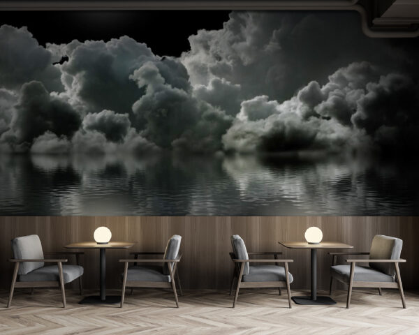 Mond über Wasser mit Wolken und Wolken Fototapeten Mond über Wasser mit Wolken und Wolken