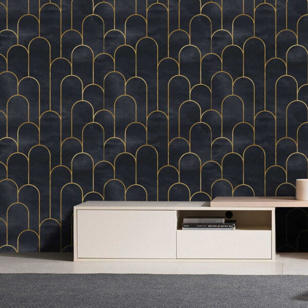 Elegante schwarze Bögen mit subtilen Linien Fototapeten Elegante schwarze Bögen mit subtilen Linien