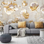 Fototapeten Elegantes florales Muster auf strukturiertem Hintergrund.