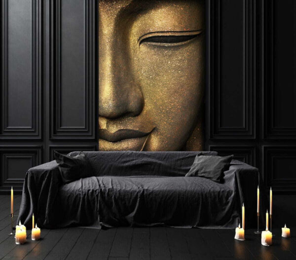 Gelassenes Gesicht einer Buddha-Statue Fototapeten Gelassenes Gesicht einer Buddha-Statue