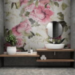 Fototapeten Muster aus rosa und weißen Blumen