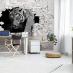 Fototapeten Weißer Tiger mit blauen Augen