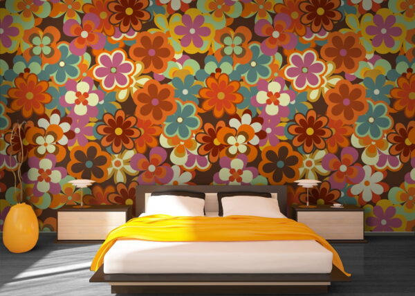 Bunte Blume mit gelber Mitte Fototapeten Bunte Blume mit gelber Mitte