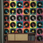 Fototapeten Buntes Vinyl-Schallplatten-Arrangement Display.