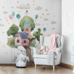 Fototapeten Aquarellmalerei eines Baumhauses