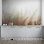 Fototapeten Gruppe von weißem und braunem Gras