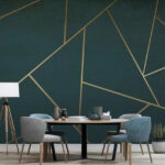 Fototapeten Geometrische Linien auf dunkel strukturiertem Hintergrund.
