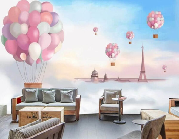 Ein Haufen Luftballons am Himmel Fototapeten Ein Haufen Luftballons am Himmel