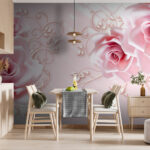 Fototapeten Gruppe von rosa Rosen