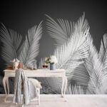 Fototapeten Weiße Federn auf schwarzem Hintergrund