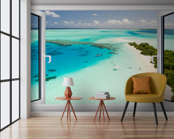 Gelassener Blick durch das offene Fenster Fototapeten Gelassener Blick durch das offene Fenster