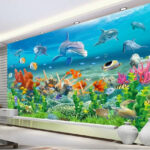 Fototapeten Delphin schwimmt im Wasser