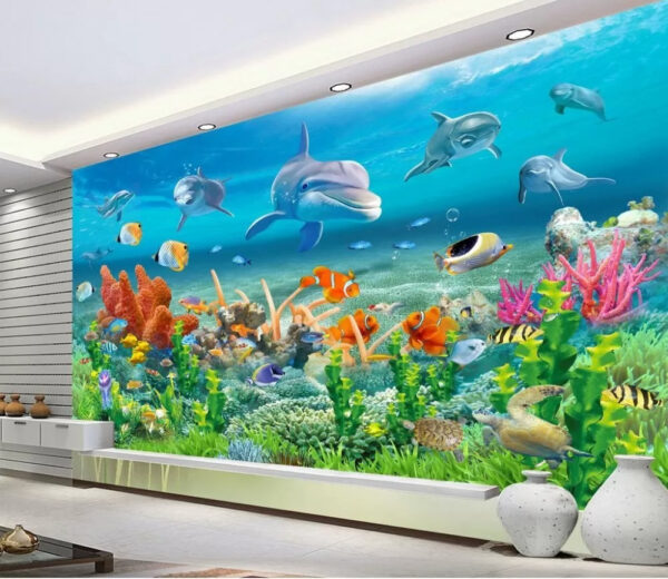 Delphin schwimmt im Wasser Fototapeten Delphin schwimmt im Wasser