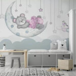 Fototapeten Aquarell eines Teddybären im Kleid