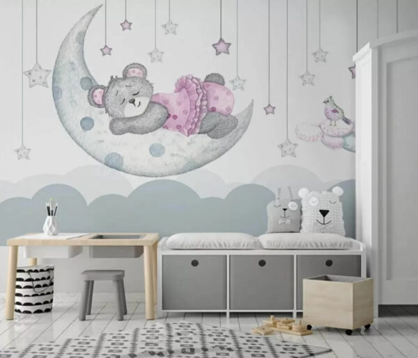 Aquarell eines Teddybären im Kleid Fototapeten Aquarell eines Teddybären im Kleid