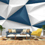 Fototapeten Weiße und blaue geometrische Formen