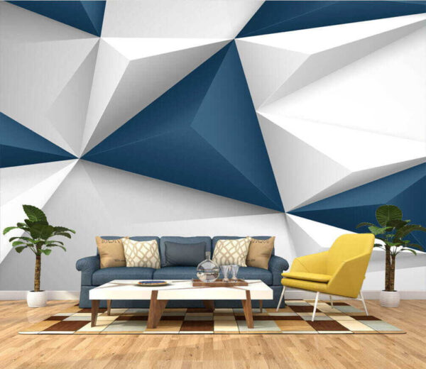 Weiße und blaue geometrische Formen Fototapeten Weiße und blaue geometrische Formen