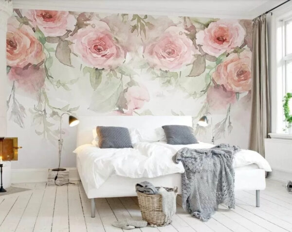 Sanftes Aquarell-Blumenmuster-Design Fototapeten Sanftes Aquarell-Blumenmuster-Design