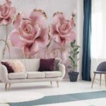 Fototapeten Gruppe von rosa Blumen