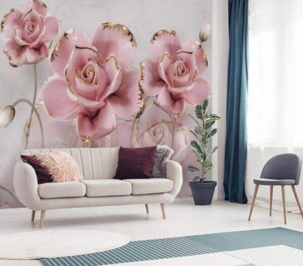 Gruppe von rosa Blumen Fototapeten Gruppe von rosa Blumen