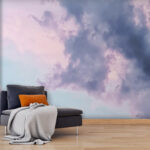Fototapeten Bewölkter Himmel mit rosa und blauen Wolken