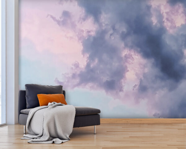 Bewölkter Himmel mit rosa und blauen Wolken Fototapeten Bewölkter Himmel mit rosa und blauen Wolken