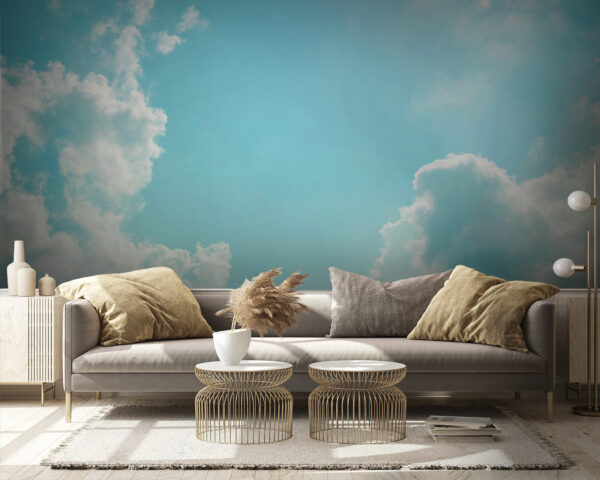 Blauer Himmel mit Wolken und Sonne Fototapeten Blauer Himmel mit Wolken und Sonne