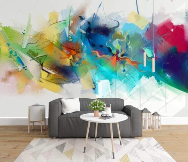 Buntes Gemälde mit Blumen Fototapeten Buntes Gemälde mit Blumen