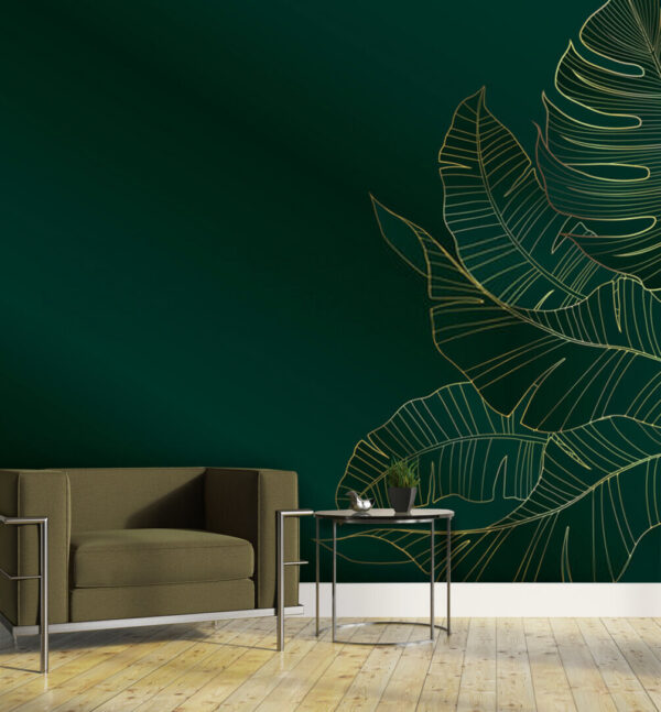 Elegante Blätter auf dunklem Hintergrund Fototapeten Elegante Blätter auf dunklem Hintergrund