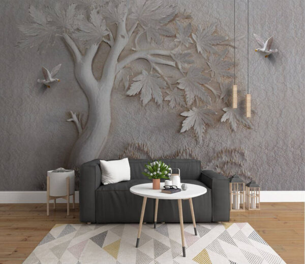 Vogel fliegt über einen Baum Fototapeten Vogel fliegt über einen Baum