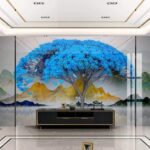 Fototapeten Baum mit blauen Blättern