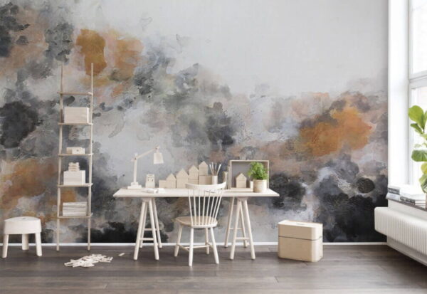 Malerei einer Wolke aus schwarzen und braunen Farben Fototapeten Malerei einer Wolke aus schwarzen und braunen Farben