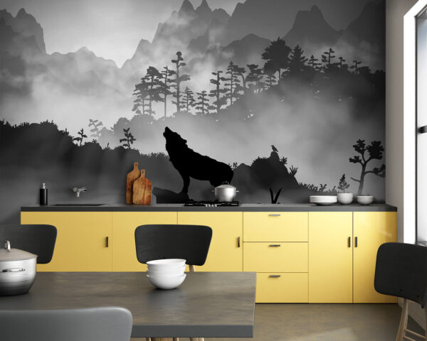 Wolf heult den Mond an Fototapeten Wolf heult den Mond an