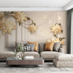 Fototapeten Elegantes florales Design mit Schmetterlingen