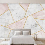 Fototapeten Elegante Marmor- und geometrische Designmuster.