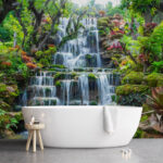 Fototapeten Wasserfall in einem Garten