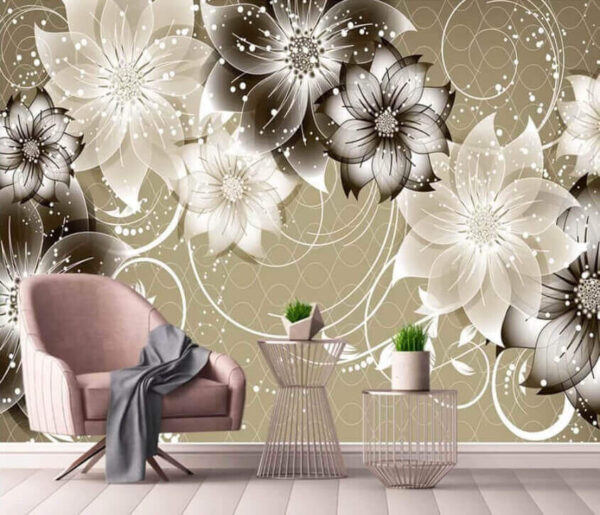 Abstraktes florales Muster mit Wirbeln Fototapeten Abstraktes florales Muster mit Wirbeln