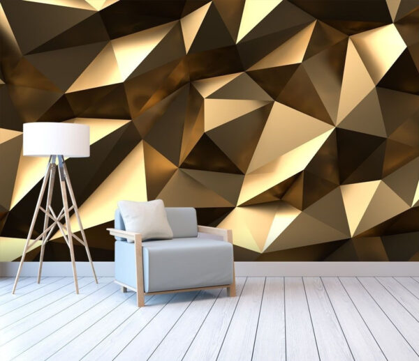 Facettiertes geometrisches Muster in Bronze Fototapeten Facettiertes geometrisches Muster in Bronze