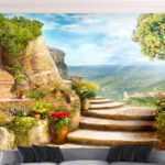 Fototapeten Topf mit roten Blumen