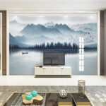 Fototapeten Bergkette mit Nebel