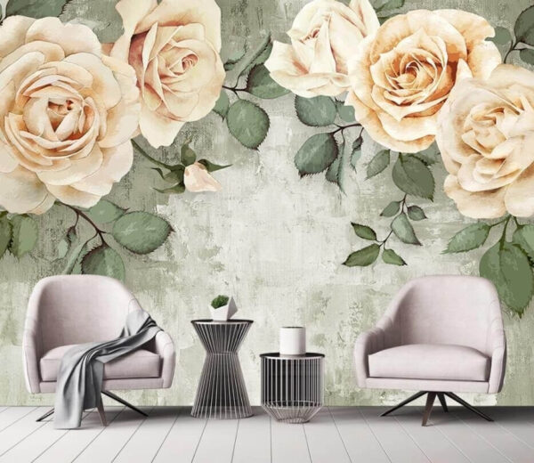 Elegante Rosen mit strukturiertem Hintergrund Fototapeten Elegante Rosen mit strukturiertem Hintergrund